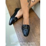 Mocassim Preto Croco Nayara
