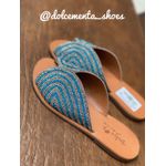 Rasteira peep toe strass azul
