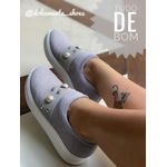 Tenis slip on cinza faixa perolas