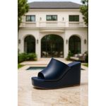 Tamanco Anabela Azul Marinho Ana