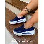 Tênis Flatform Paetê Azul Marinho Karina