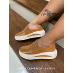 Tênis Flatform Paetê Caramelo Karina