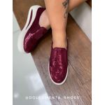 Tênis Flatform Paetê Marsala Karina 