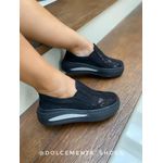 Tênis Flatform Paetê Preto Solado Preto Karina