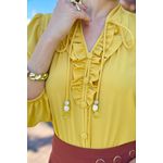 Blusa de Crepe com Decote V 