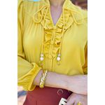 Blusa de Crepe com Decote V 