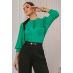 Blusa de Crepe com Jabour Verde – Leveza e Sofisticação