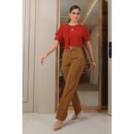 Blusa de Crepe Vermelha com Pedrarias e Detalhe Assimétrico