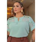 Blusa de Crepe com Pedrarias e Ferragens nos Ombros