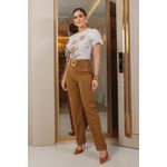 Blusa de Crepe com Guipir, Estampa Delicada e Mangas Estruturadas
