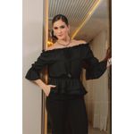 Blusa Cigana Preta em Crepe com Peplum