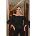 Blusa Cigana Preta em Crepe com Peplum