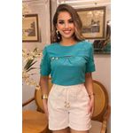 Blusa de Crepe com Botões Dourados 