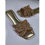 Rasteira Entrelaço Strass nude