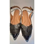 Rasteira Slingback Preta Entrelaçada