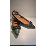 Rasteira Slingback Verde Com Corrente