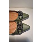 Rasteira Slingback Verde Com Corrente
