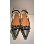Rasteira Slingback Verde Com Corrente