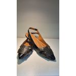 Rasteira Slingback Preta Entrelaçada