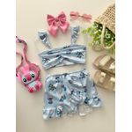 Biquini Com Saida Stitch Azul 
