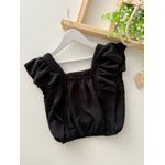 Blusa Babado Juvenil Preta