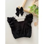 Blusa Babado Juvenil Preta