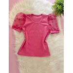 Blusa Tule Rosa Chiclete 