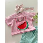 T-shirt Cropped Melancia Rosa