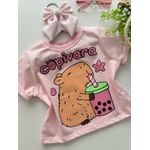 T-shirt Cropped Capivara Rosa 