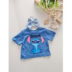 T-shirt Cropped Stitch Azul 