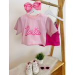T-Shirt Cropped Barbie Rosa
