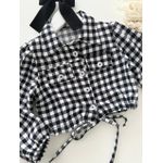 Camisa Cropped Xadrez Preto