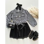 Camisa Cropped Xadrez Preto