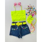 Top Renda Amarelo Neon 