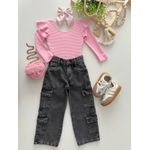 Calça Jeans Cargo Cinza 
