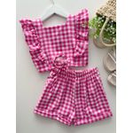 Conjunto Nicole Xadrez Rosa 