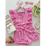Conjunto Nicole Xadrez Rosa 