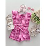 Conjunto Nicole Xadrez Rosa 