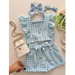 Conjunto Nicole Xadrez Azul 