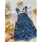 Jardineira Borboleta Jeans