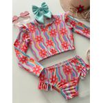 Biquíni Manga Longa Flores