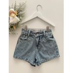 Short Jeans Coração Stras