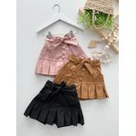 Short Saia Couro Preto 