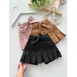 Short Saia Couro Preto 