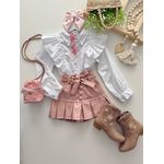 Short Saia Couro Rose 