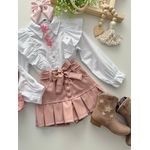 Short Saia Couro Rose 