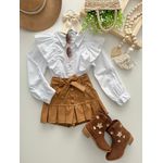 Short Saia Couro Caramelo