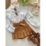 Short Saia Couro Caramelo