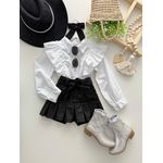 Short Saia Couro Preto 