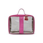 Kit 3 Necessaires em Couro Pink com Vinil Transparente 